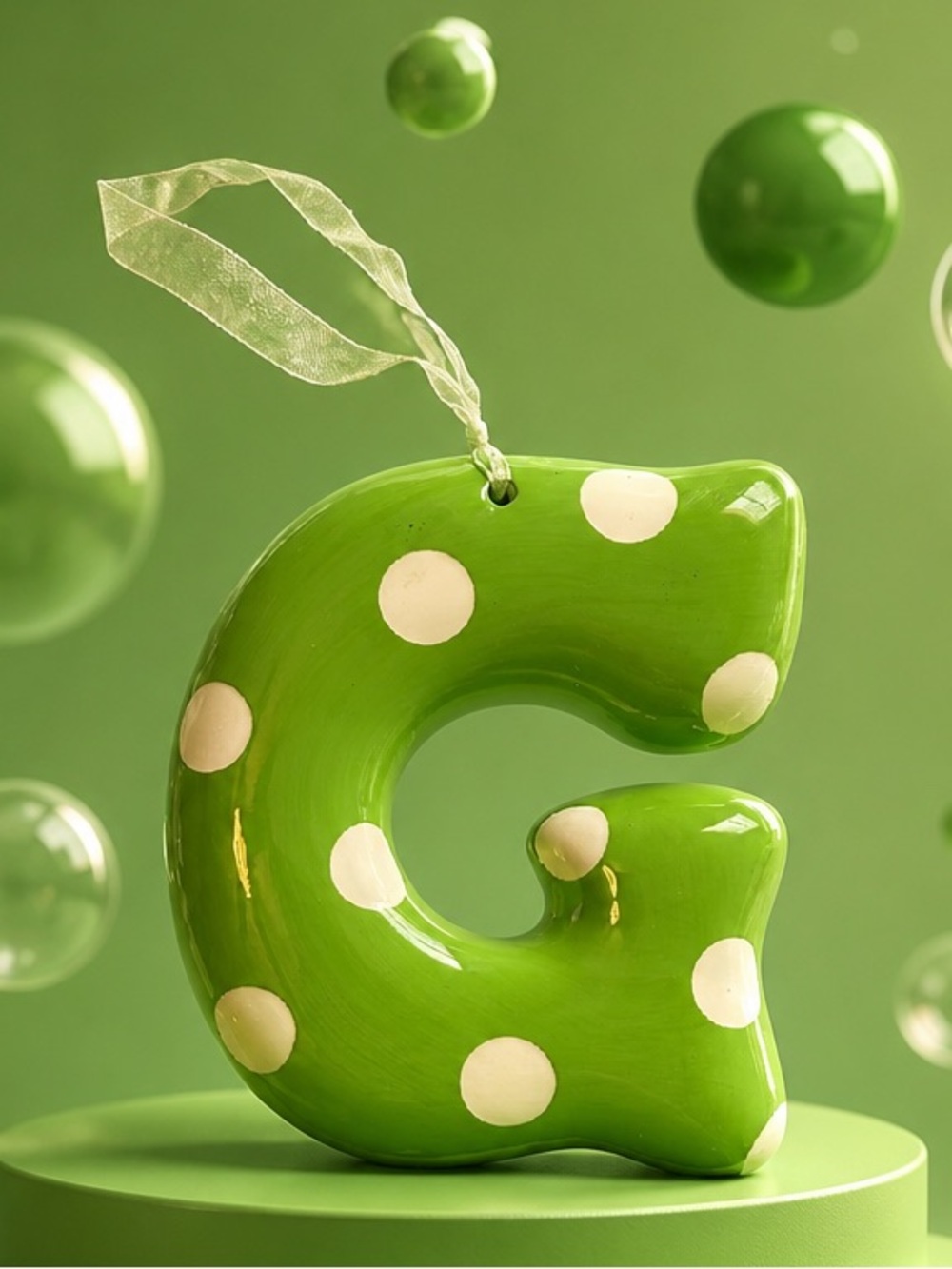 Green Polka Dot Hanging Ornament